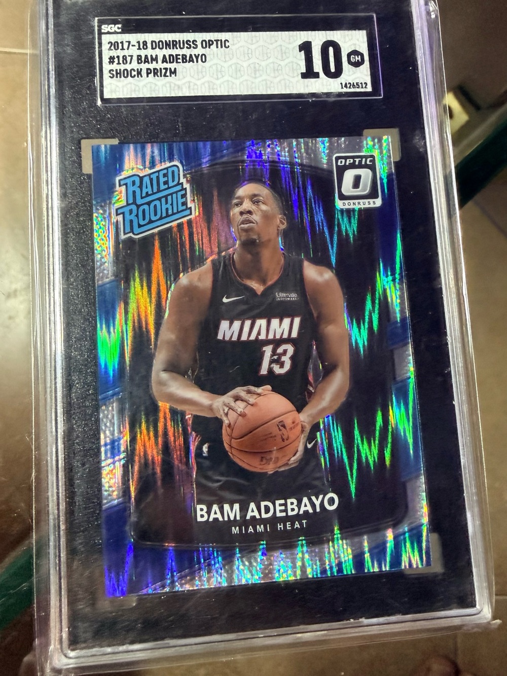 2017 Donruss Optic Blue Velocity Shock Prizm #187 Bam Adebayo RC SGC 10 Rookie c
